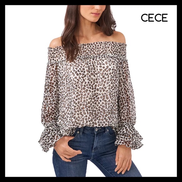CeCe Tops - CECE Smocked Off-The-Shoulder Top Color: Soft Ecru